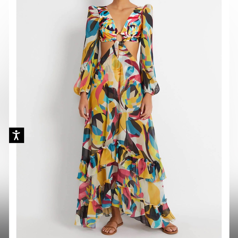PATBO Protea Long Sleeve Cut-Out Beach Dress